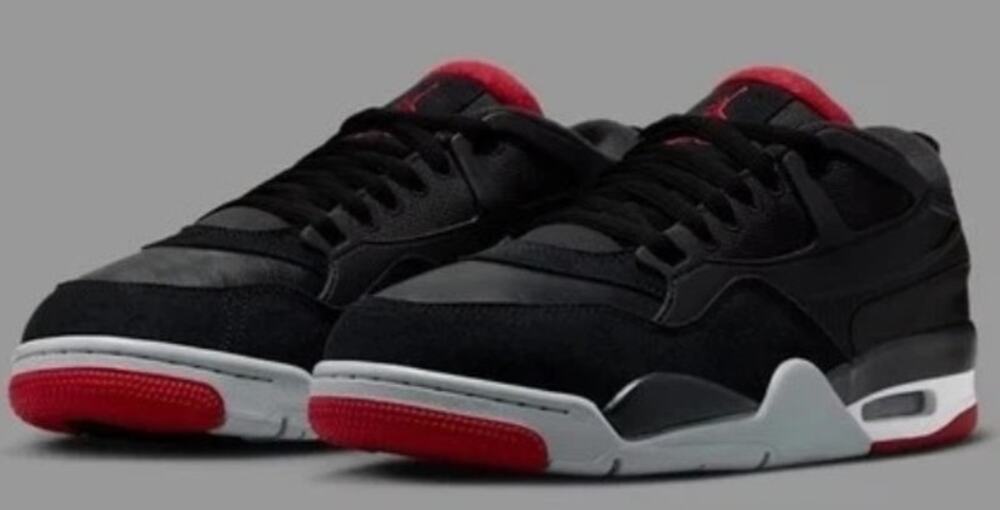 Air Jordan 4 RM Men Black/Varsity Red-Wolf Grey FQ7939-061 Size 11.5 No Box Lid